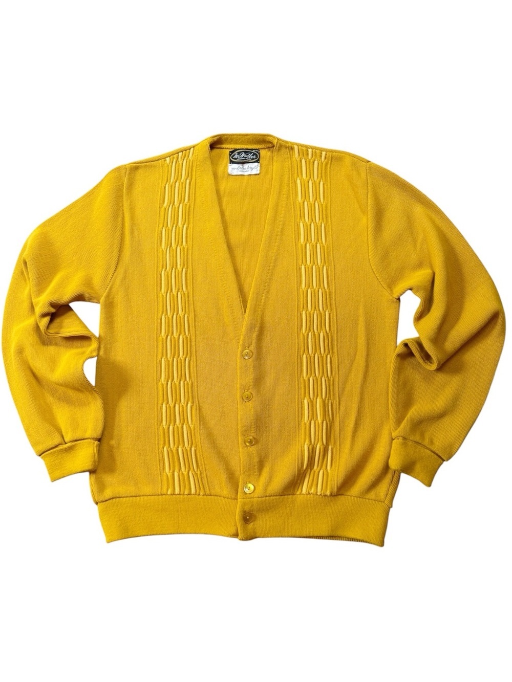 Vintage 60s Mr. Walker Mustard Yellow Cardigan Sweater Size XS/S